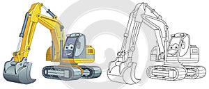 Coloring page with excavator photo